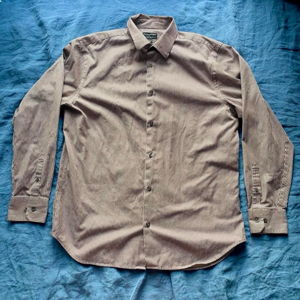 Men's Banana Republic Striped Shirt - Brown and White